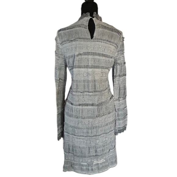 Pol Textured Slate Long-Sleeve Midi Dress – Boho Chic, size Medium - Picture 3 of 7